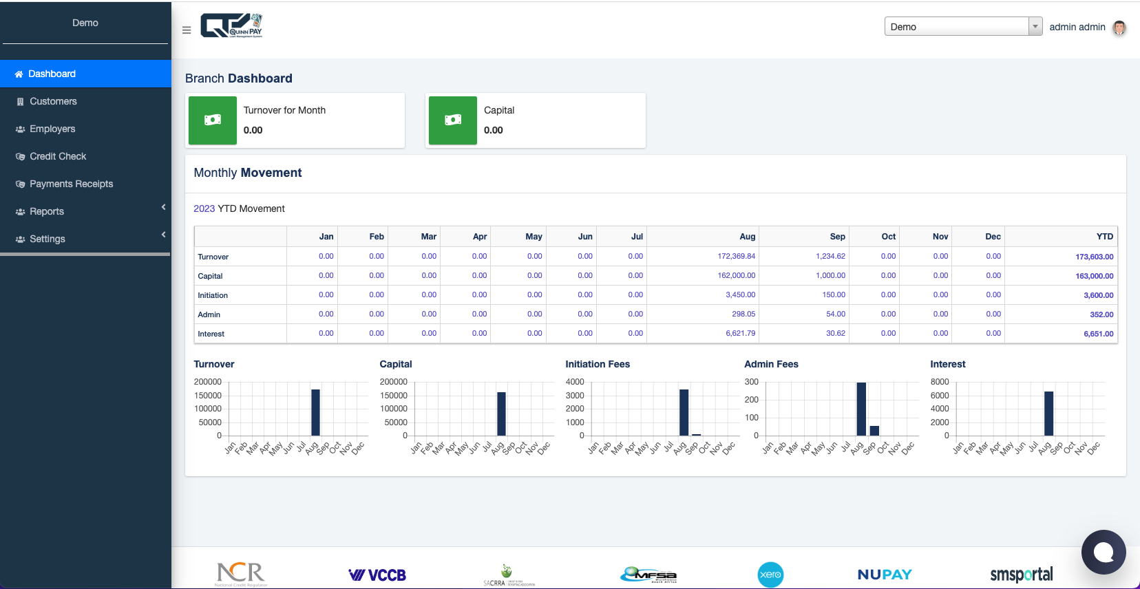screenshot of Quinn Pay